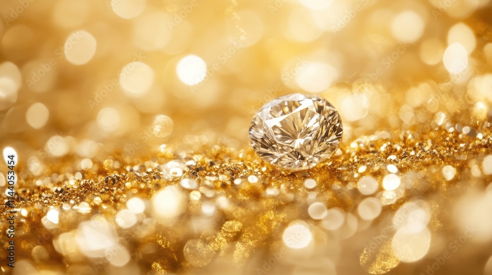 Aufkleber sparkling diamond on shimmering gold bokeh background creating a luxurious and elegant festive atmos