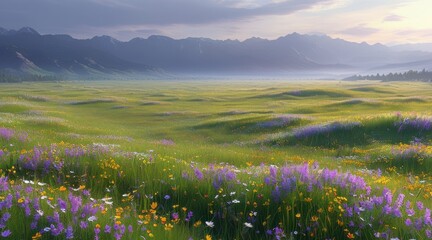 Flowering Meadow in Spring.