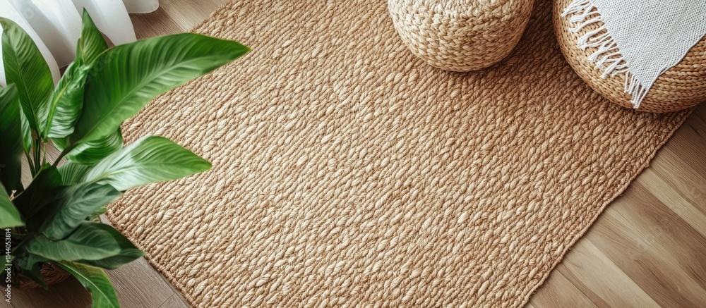 Poster handmade jute rug with intricate weaving patterns perfect for elevating home decor and adding a natu