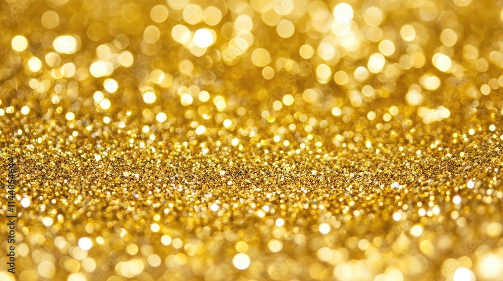 Poster golden glittering particles creating a sparkling bokeh background ideal for festive themes or elegan