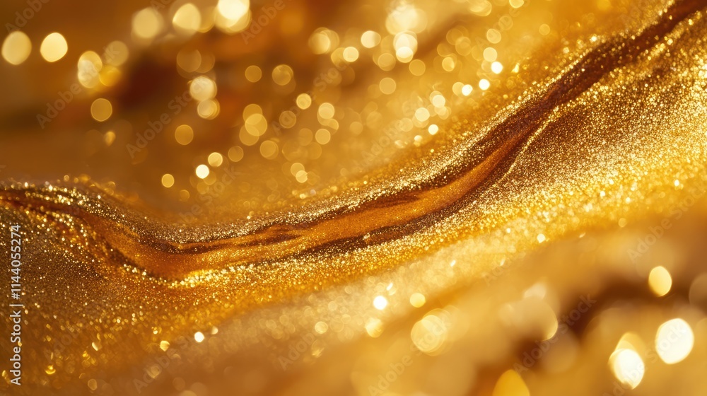 Poster golden bokeh background with sparkling light reflections for elegant graphic design and illustration