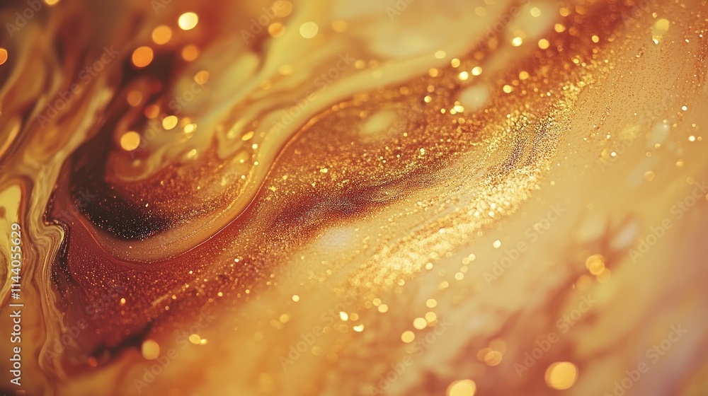 Poster gold glitter abstract background with shimmering bokeh lights creating a luxurious and festive atmos