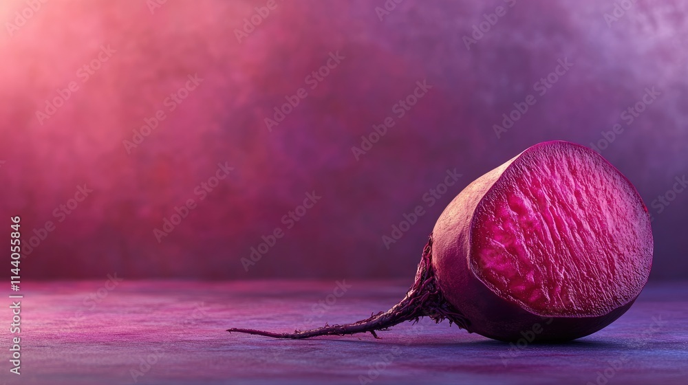 Aufkleber vibrant fresh beetroot with a halved cross-section showcasing rich colors on a soft gradient backgro