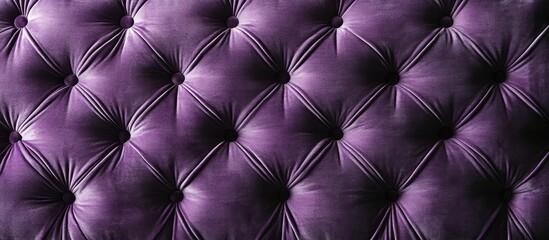 Fototapeta premium Purple velour quilted sofa upholstery featuring a sophisticated button design ideal for luxury home decor and classic interior aesthetics