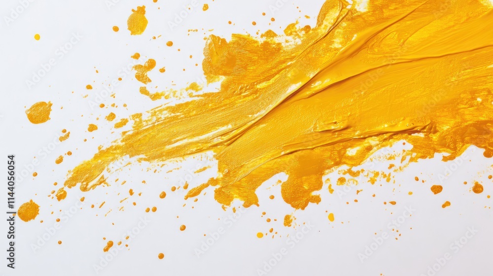 Poster vibrant gold acrylic paint splash texture creating an abstract background for creative design projec