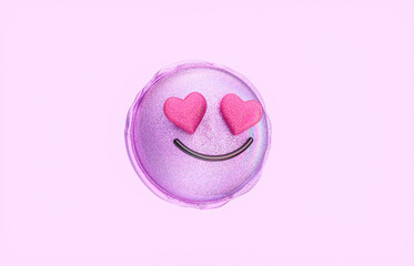Smile face emoticon in Valentine's day concept. 3d rendering