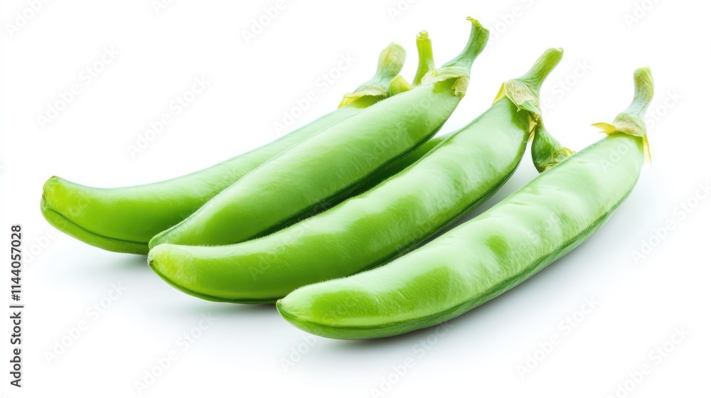 Aufkleber Fresh green broad beans arranged on a clean background showcasing their vibrant color and smooth texture ideal for culinary use