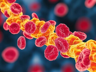 Fototapeta premium internal organs pathology Concept. Colorful illustration of red blood cells flowing in a vessel.