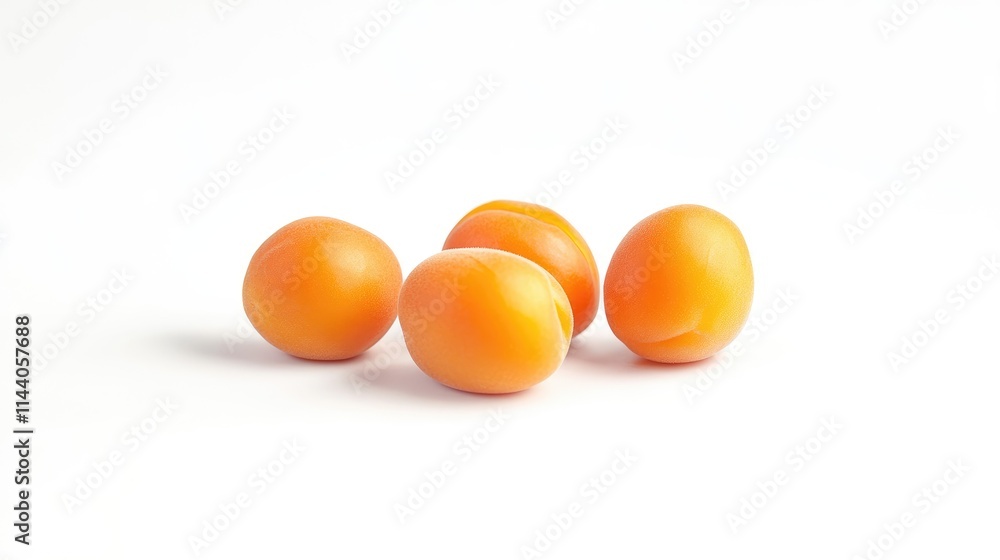 Poster fresh ripe apricots arranged on a clean white background showcasing their vibrant orange color and s