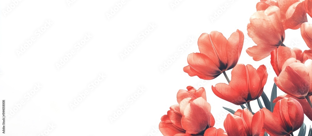 Aufkleber greeting card mockup with vibrant red tulips on a white background ideal for invitations and congrat
