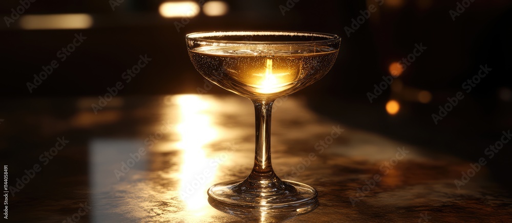 Poster elegant champagne glass illuminated by soft backlighting creating a warm and inviting atmosphere on 