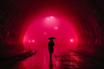 Futuristic cyberpunk streets at night  dystopian cityscape with rain and fog in a moody atmosphere