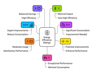 Fototapeta premium Energy Efficiency Evaluation Scale with Transparent Background for Buildings and Consumer Products