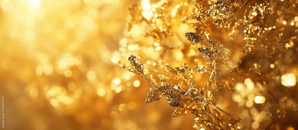 Aufkleber golden decorative elements illuminated by soft light with a shiny background ideal for greeting card