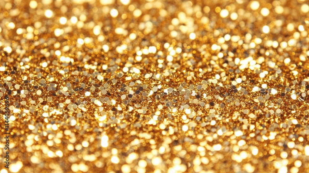 Poster glittering gold particles background with sparkling bokeh effect ideal for festive themes and elegan