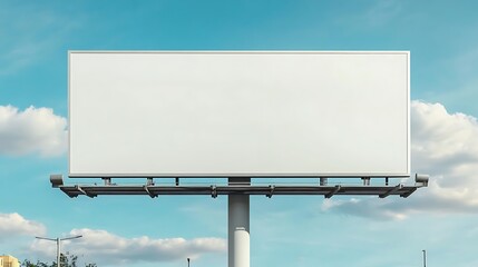 Obraz premium Wide shot blank billboard mockup, outside under lightly clouded sky photo. AI Generated