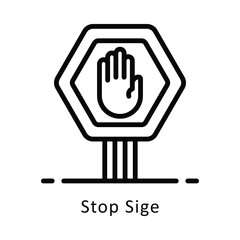 Stop Sige  Vector Outline Icon. Eps 10 File