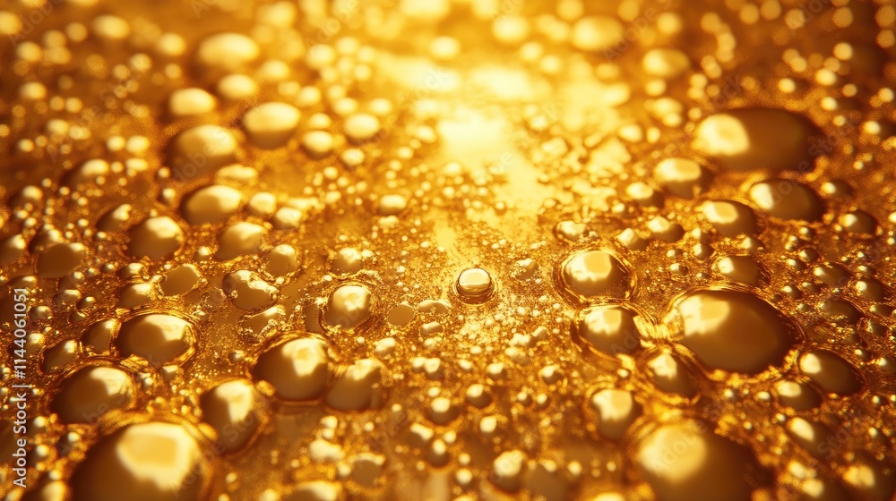 Poster golden textured background with shiny bubbles creating a retro elegant wall surface ideal for luxury