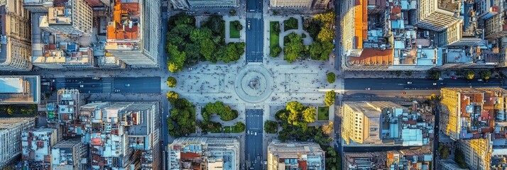 Aerial View of Buenos Aires: Sunny Day Panorama Featuring Congres Square and Historic Architecture in Argentina