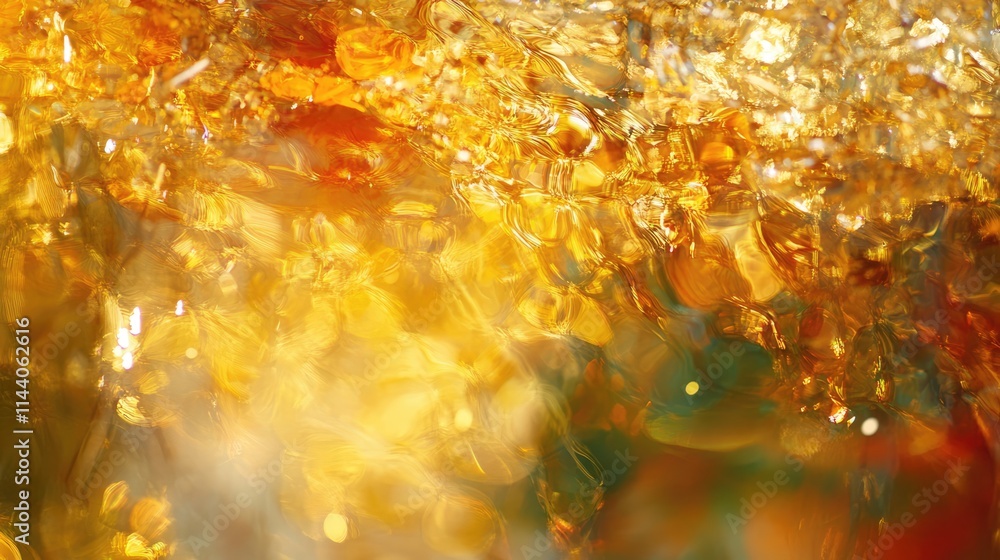 Poster golden bokeh abstract background with shimmering light and vibrant colors creating a warm and radian