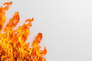 A photostock of bright flames in vivid red and orange patterns, lined symmetrically against a clean white background, bold and dynamic, High Quality