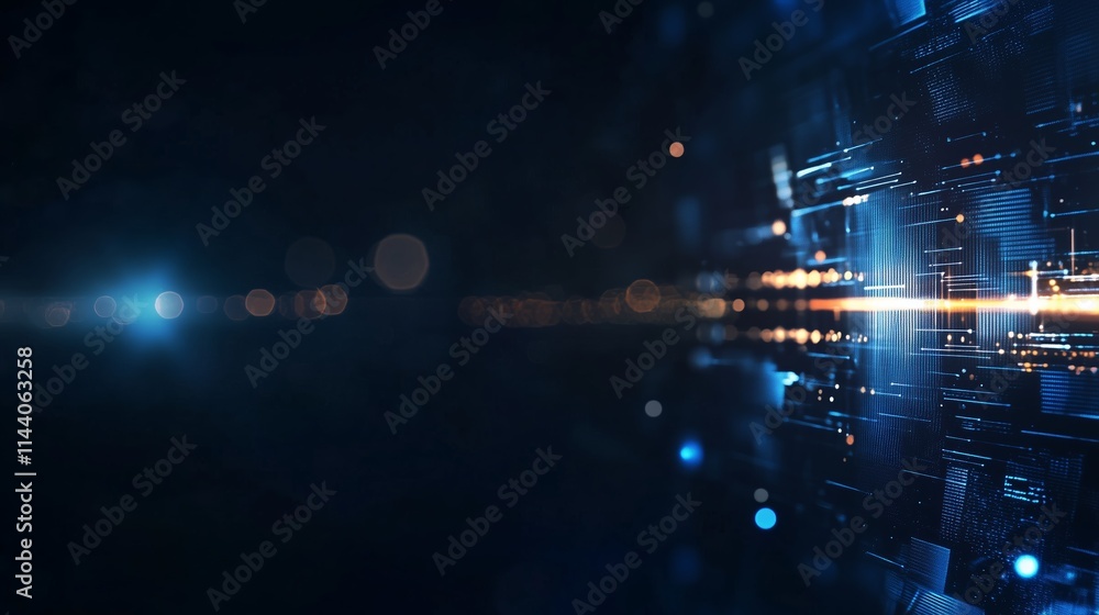Aufkleber digital landscape with glowing lines and abstract patterns showcasing futuristic technology