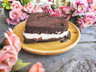 Heart of chocolate cake valentines day