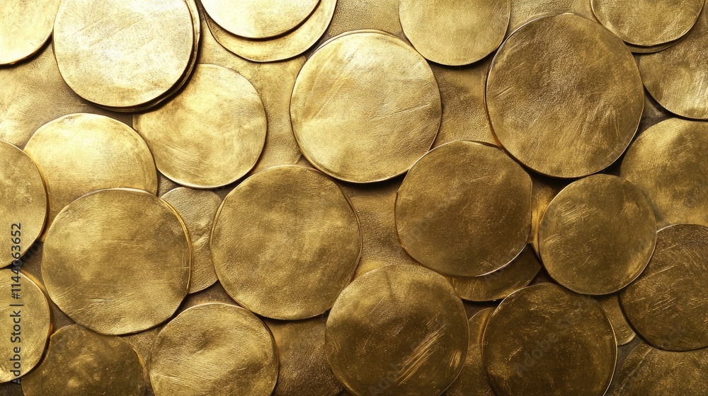 Poster abstract gold disc texture background with varied circular shapes creating a decorative and luxuriou