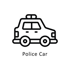 Police Car  Vector Outline Icon. Eps 10 File