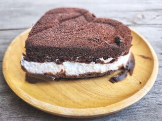 Heart of chocolate cake valentines day