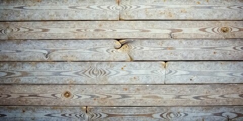 Fototapeta premium Rustic Weathered Wooden Planks with Knots and Subtle Iron Staining, Ideal for Backgrounds and Textures