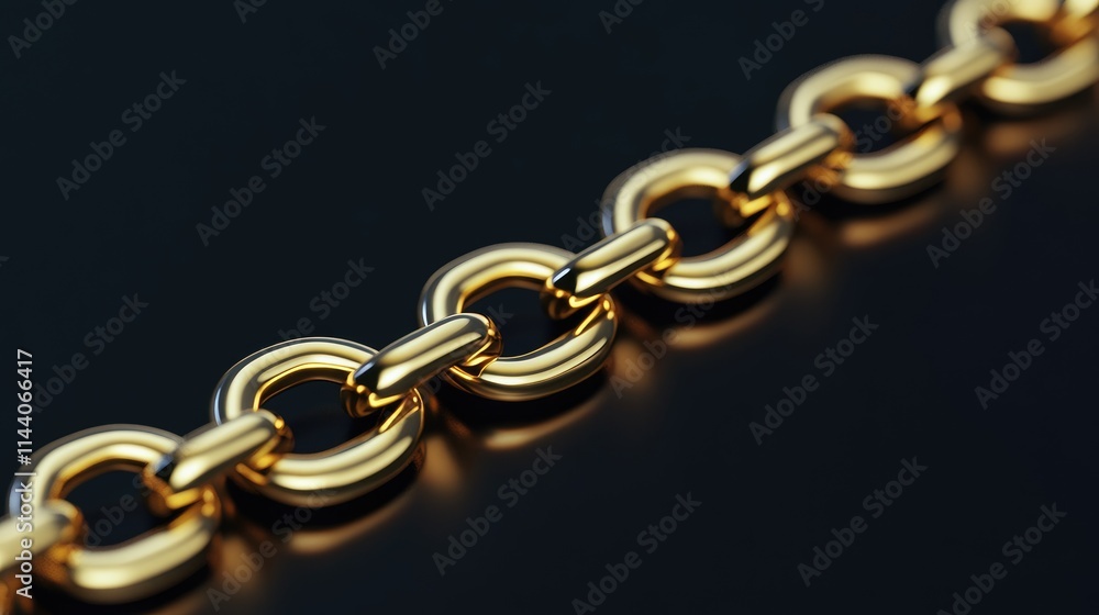 Poster shiny gold chain elegantly showcased on a dark background emphasizing its reflective surface and mod