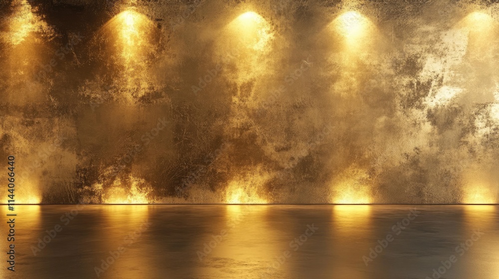 Aufkleber textured gold wall with ambient lighting creating a warm and luxurious atmosphere suitable for backg