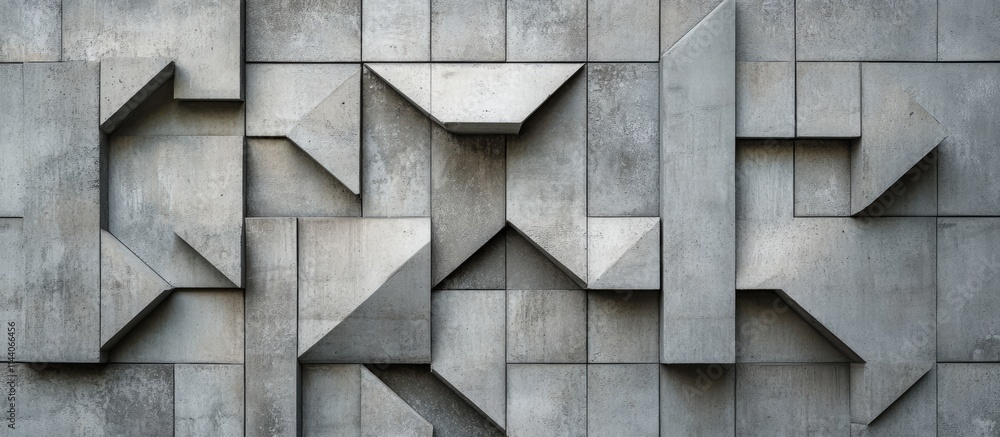 Poster abstract geometric grey concrete wall design with varied textures and shapes for modern architectura