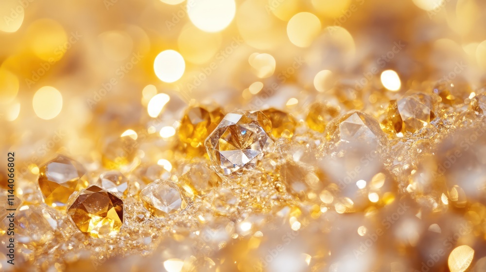 Poster gold and diamond abstract background featuring a bokeh effect with blurred defocused white lights cr