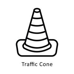 Traffic Cone Vector Outline Icon. Eps 10 File