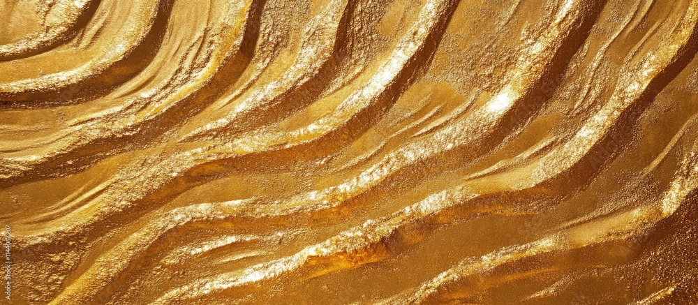 Poster golden sand texture with intricate ripple patterns creating a stunning backdrop for design and artis
