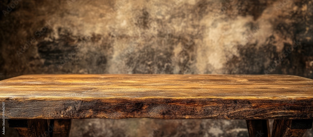 Poster rustic wooden table with natural bokeh background perfect for product displays and promoting dining 