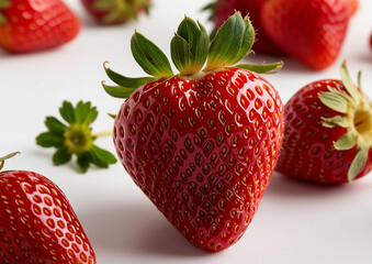 Strawberry isolated close-up, white background