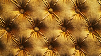 Fototapeta premium Elegant gold velvet fabric texture background with tufted details and rich shading for luxurious decor or fashion design projects.
