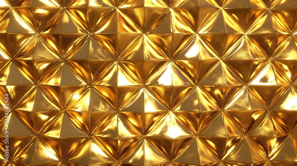 Poster golden textured background with a retro shiny wall design featuring dazzling geometric patterns and 