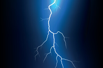 Bright Lightning Bolt on Deep Blue Background