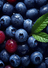 Blueberries and red berries background