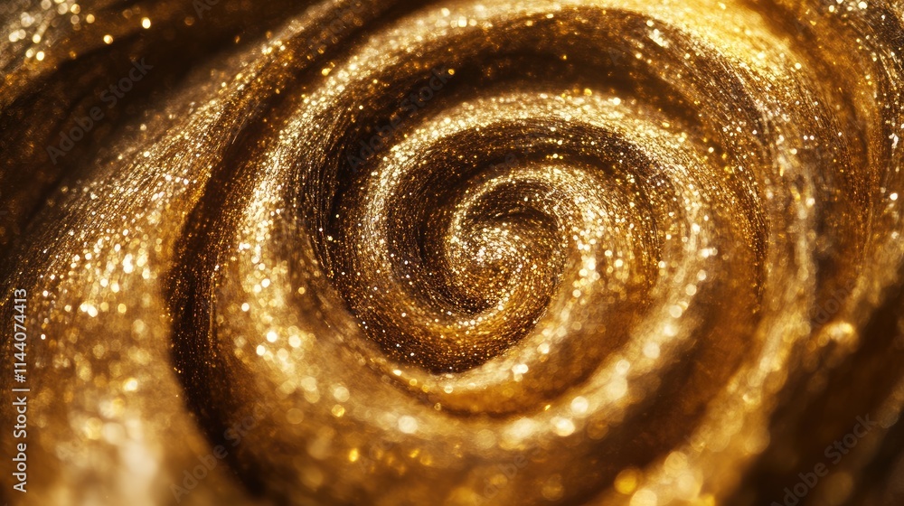 Aufkleber golden glittering swirl background with shimmering sparkles and bokeh effects ideal for festive desi