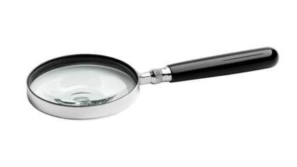 A Crystal Clear Magnifying Glass with a Black Handle Ideal for Enhancing Detail in Reading, Hobby Projects, and Professional Use.