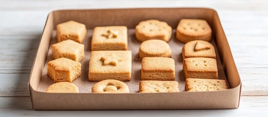 Homemade shortbread cookies in various shapes arranged on a tray creating a warm and inviting baking atmosphere for children and families.