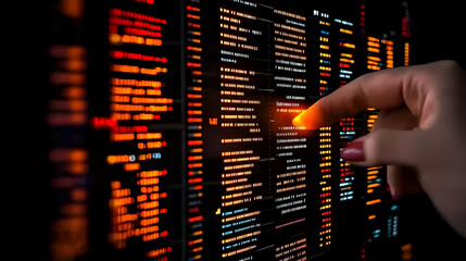 Big Data. neural network in digital form. A businesswoman's hand touching Introduction of artificial intelligence. The future of cyberspace. Science and innovation of technology