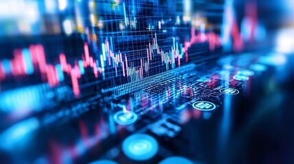 Dynamic Market Fluctuations and Financial Analytics Displayed with Holographic Agreement Symbols in an Innovative Tech Style Design Background