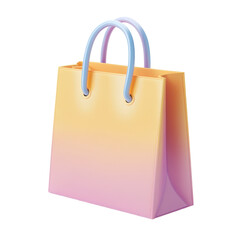 Colorful Pastel 3D Shopping Bag on White Background for Retail Use Transparent Background