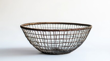Obraz premium Handmade wire basket design isolated on white background for home decor or organization purposes